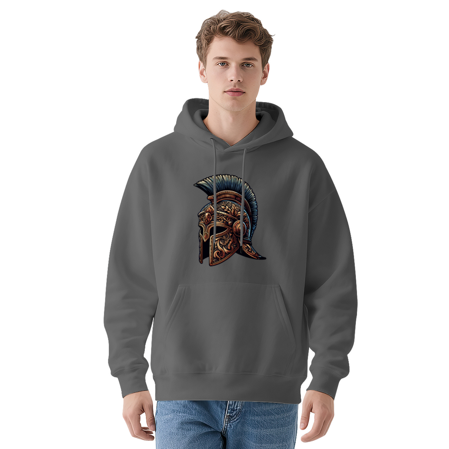 Vintage Roman Spartan Helmet Retro Graphic Hoodie, Men¡¯s Stylish Comfort Sweatshirt
