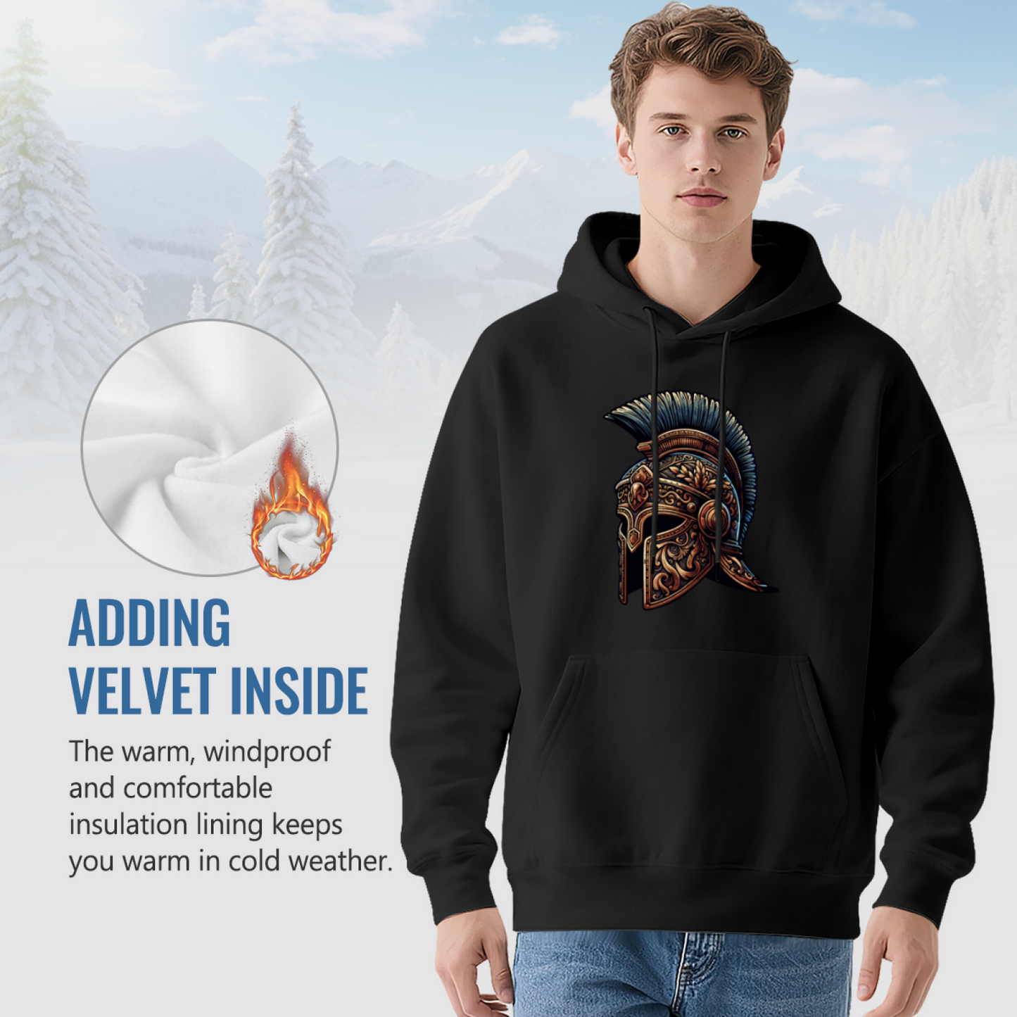 Vintage Roman Spartan Helmet Retro Graphic Hoodie, Men¡¯s Stylish Comfort Sweatshirt