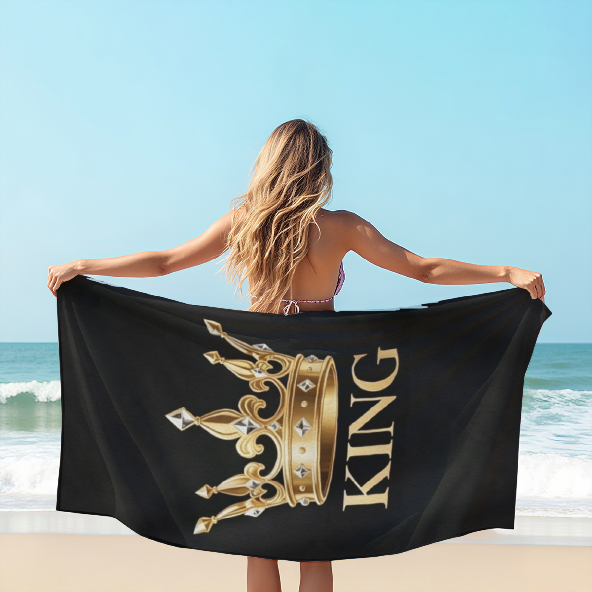 Luxury KING Crown Matching Beach Towel, Ultra Comfortable, Quick Drying and Highly Absorbent for Beach Use