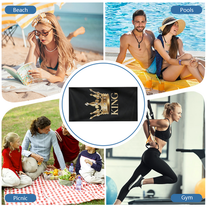Luxury KING Crown Matching Beach Towel, Ultra Comfortable, Quick Drying and Highly Absorbent for Beach Use