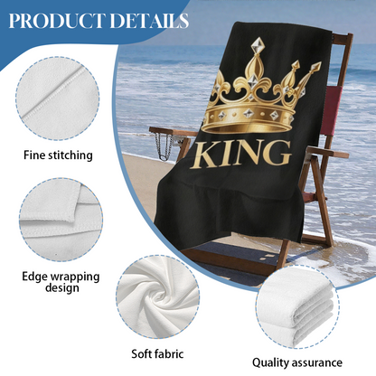 Luxury KING Crown Matching Beach Towel, Ultra Comfortable, Quick Drying and Highly Absorbent for Beach Use