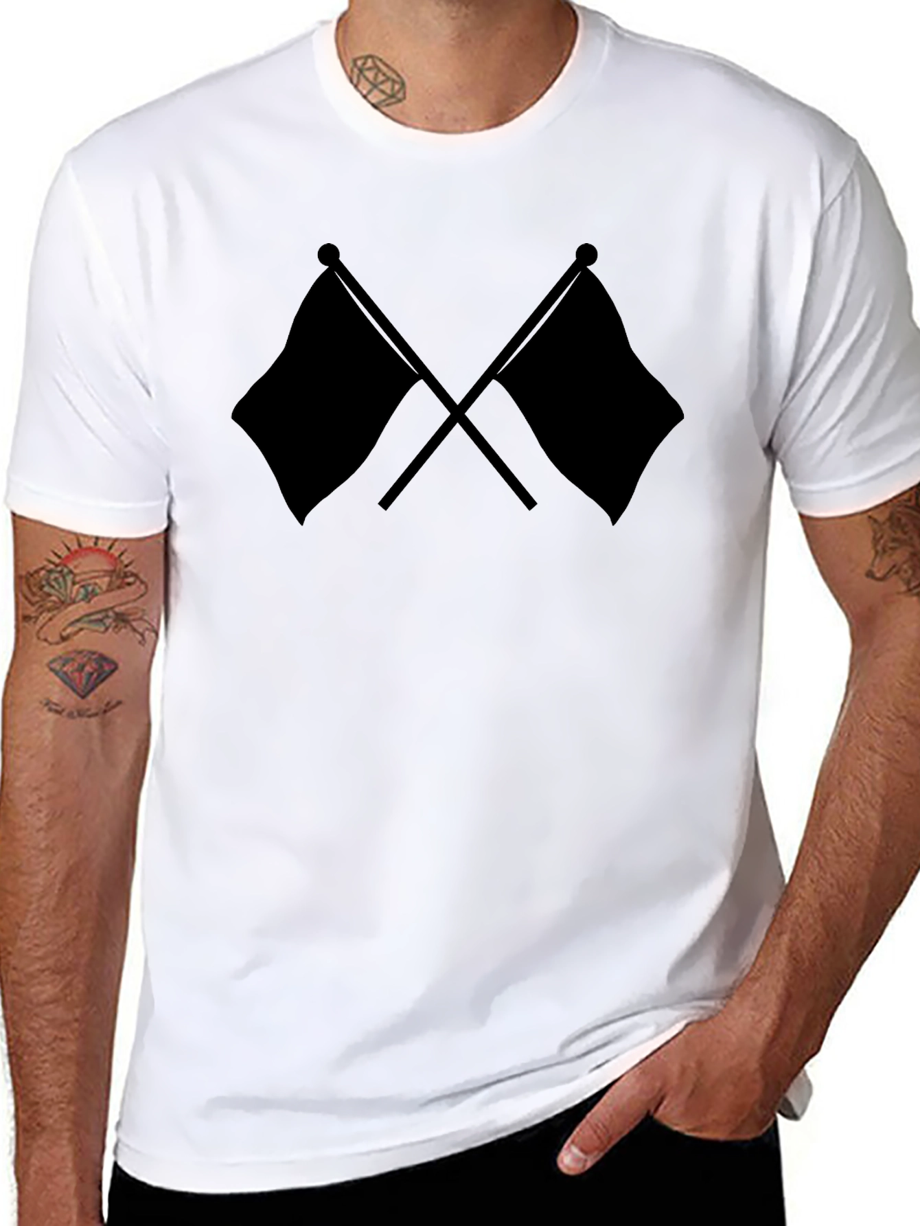 Crossed Flags Black T-Shirt