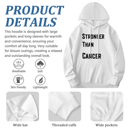 Encouraging Stronger Than Cancer White Hoodie, Unisex Soft Support Pullover