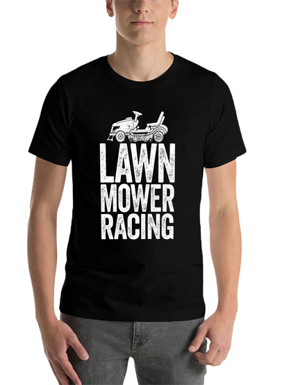 Lawn Mower Racing Graphic Tee - Black Cotton