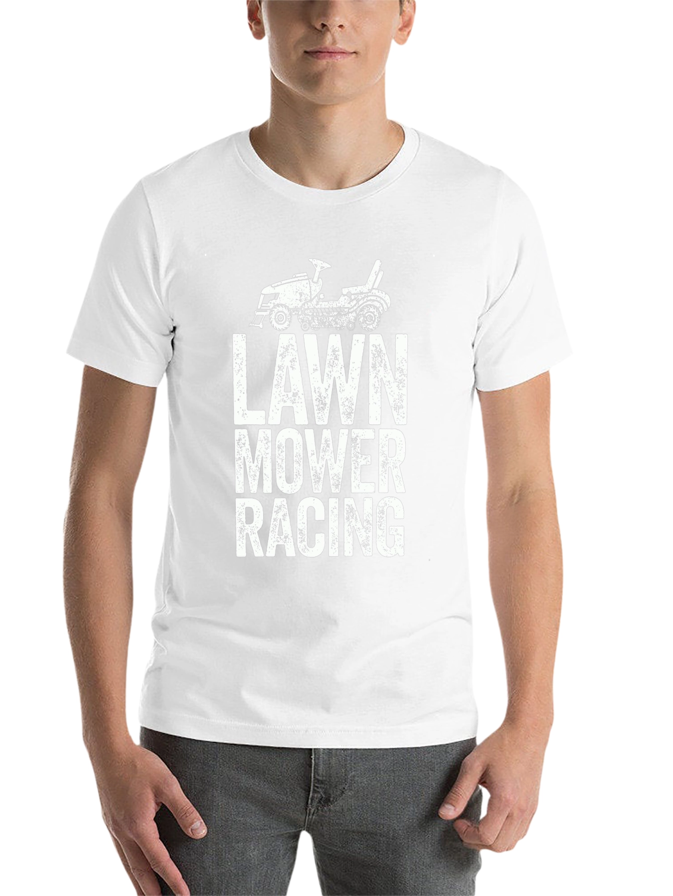Lawn Mower Racing Graphic Tee - Black Cotton