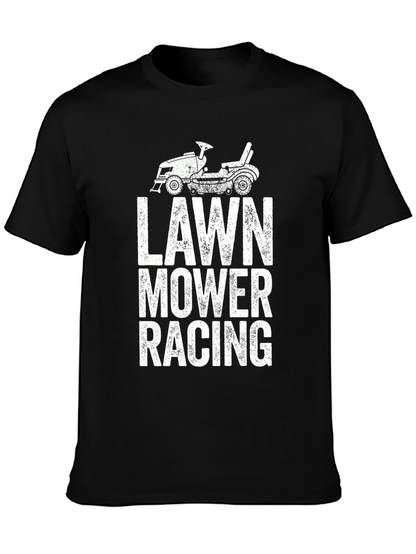 Lawn Mower Racing Graphic Tee - Black Cotton