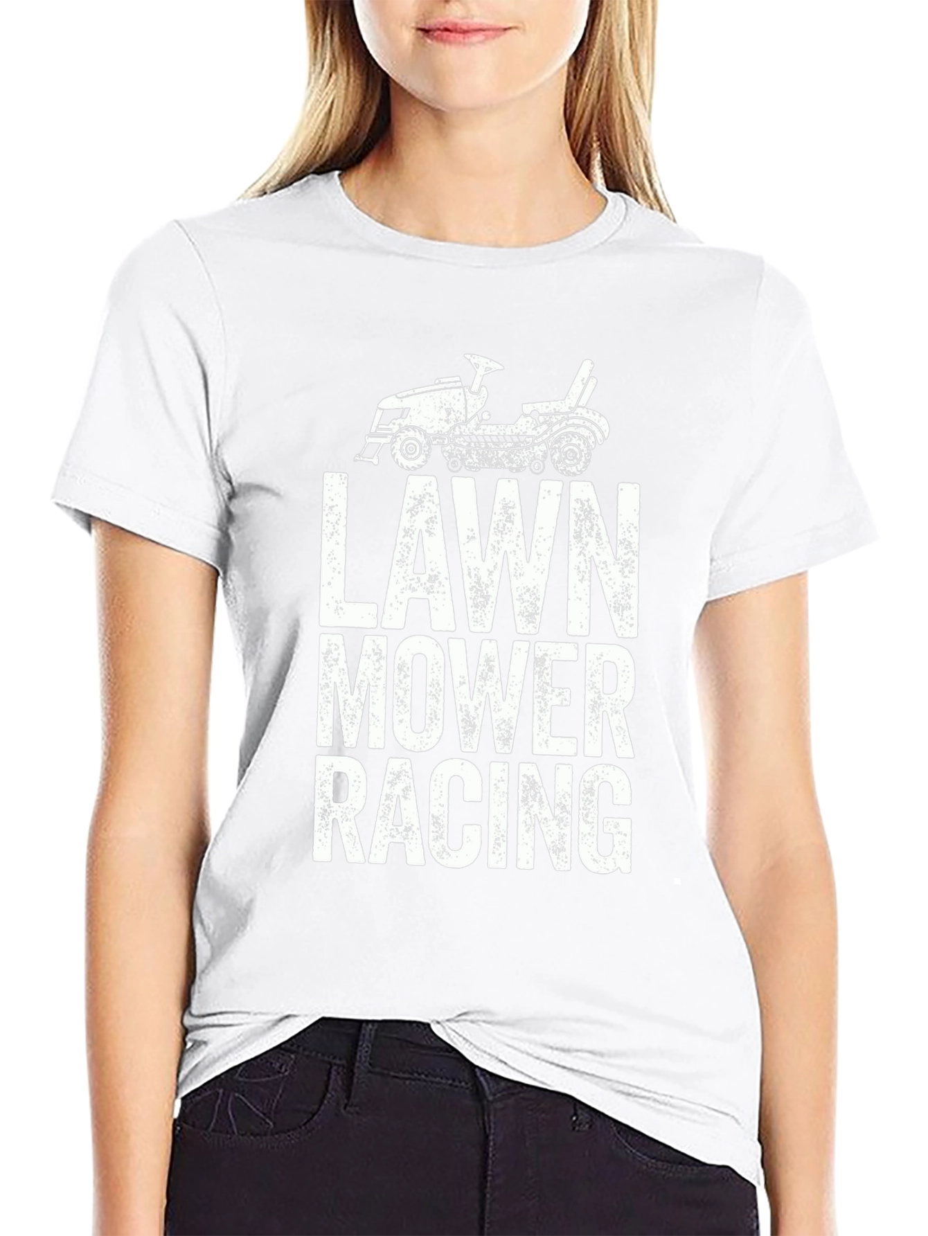 Lawn Mower Racing Graphic Tee - Black Cotton