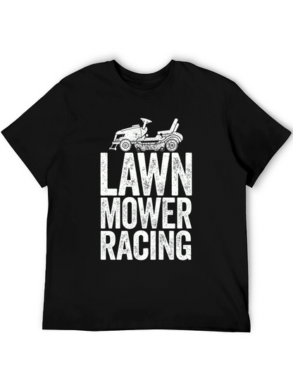 Lawn Mower Racing Graphic Tee - Black Cotton