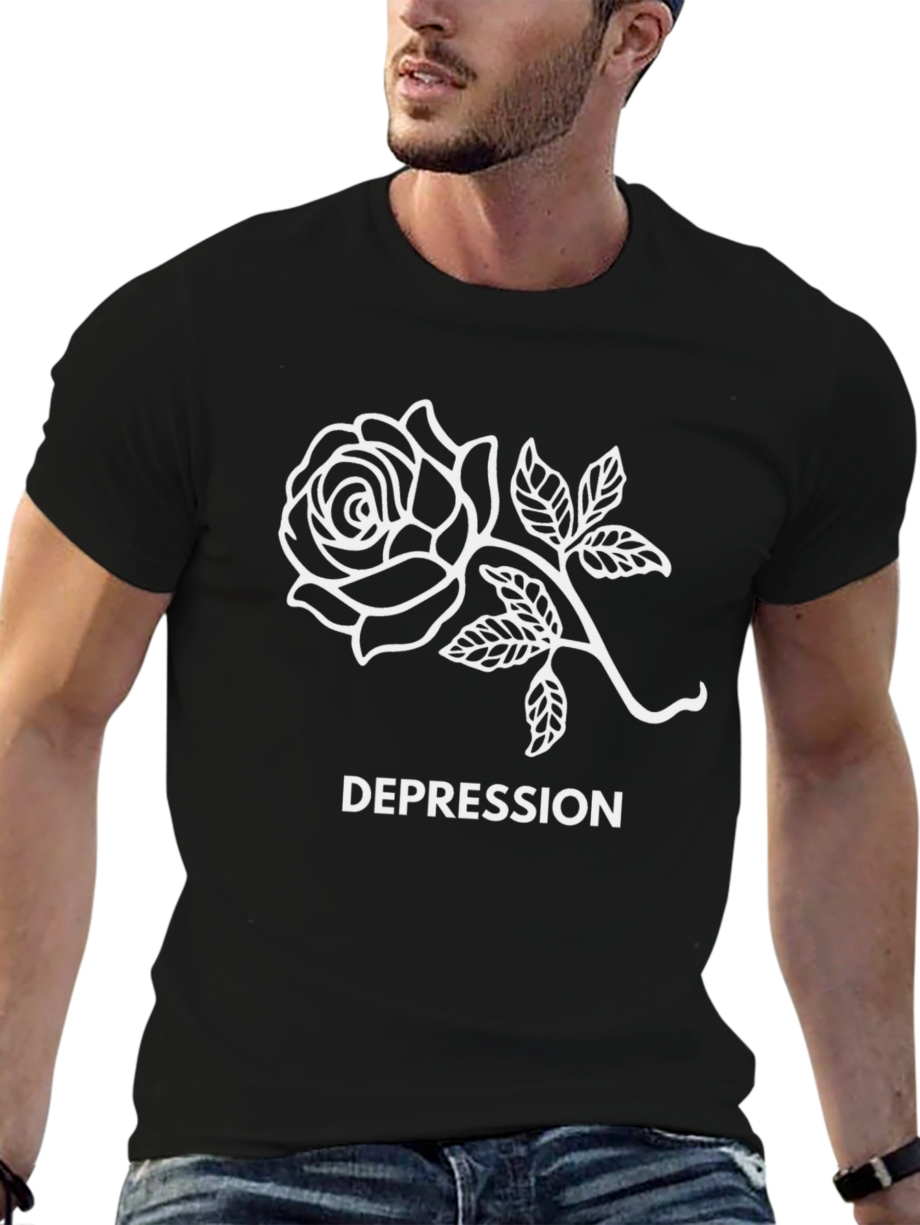 Rose Depression Graphic T-Shirt - Black