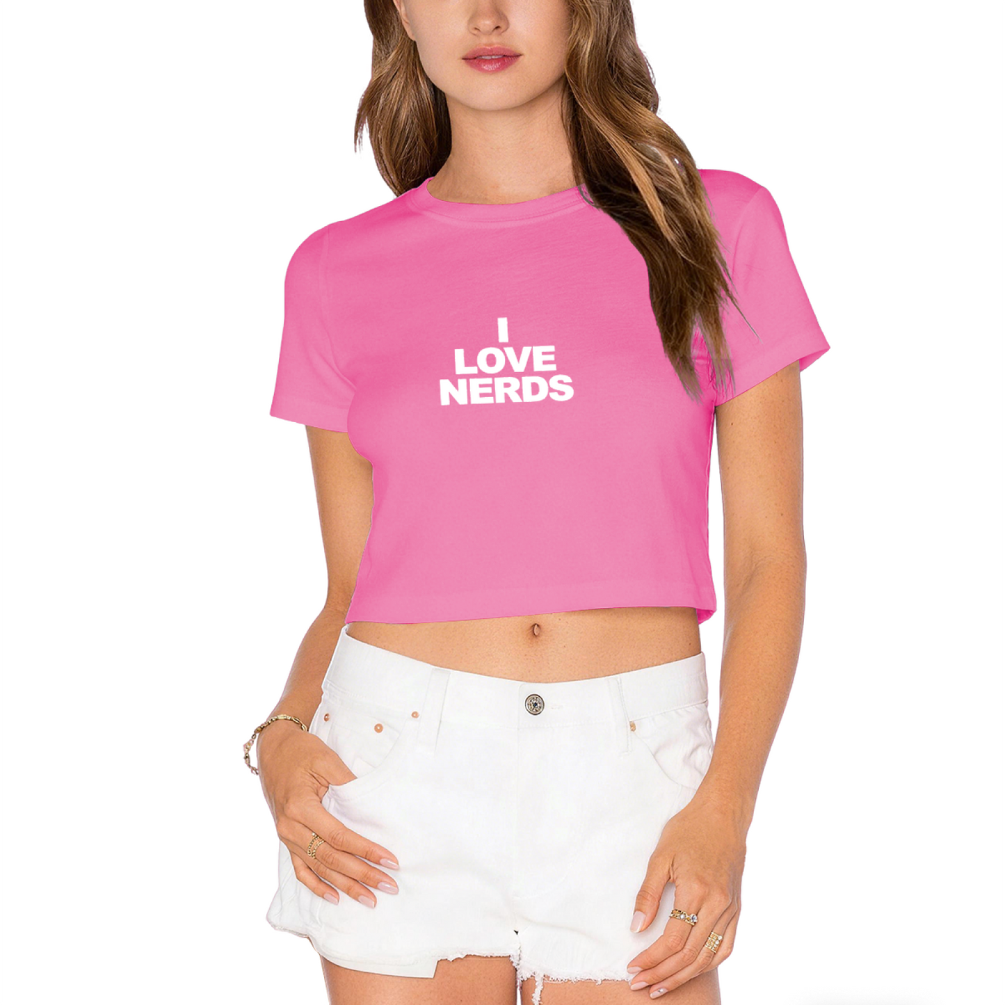 I Love Nerds Minimalist Black Slim Fit Crop Top