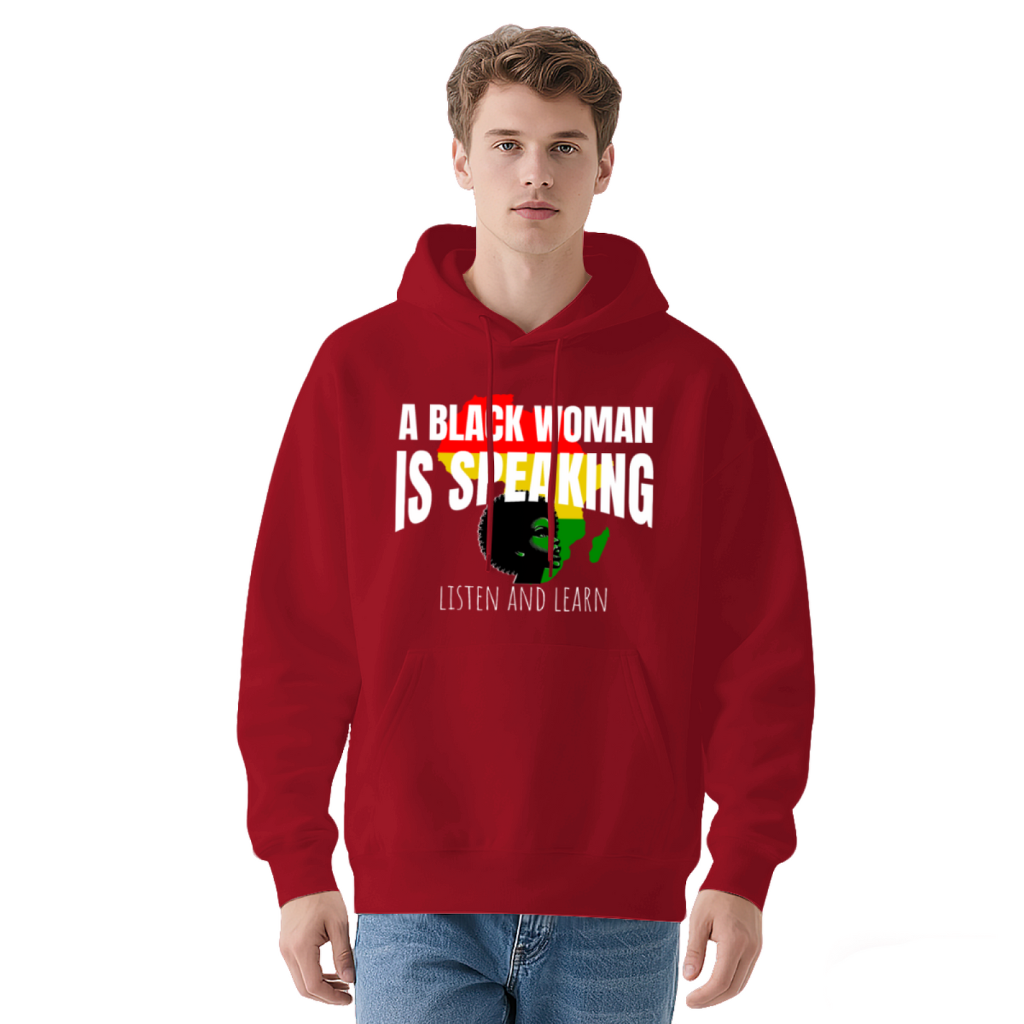 Black Woman Pride Slogan Navy Hoodie, Warm Meaningful Comfort Daily Hoodie