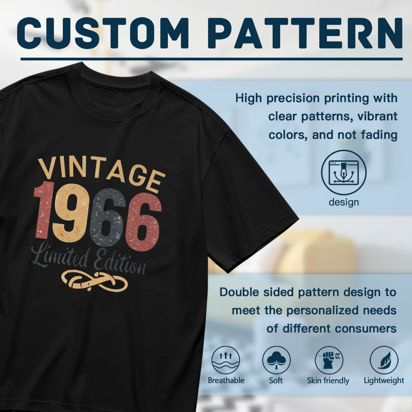 Retro Vintage 1966 Limited Edition Distressed Plus Size Women¡¯s Black Tee