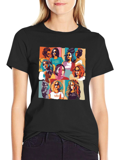 Retro Women Collage Graphic T-Shirt