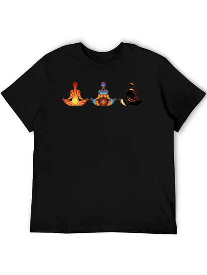 Meditating Figures Graphic Tee - Mens Black T-Shirt