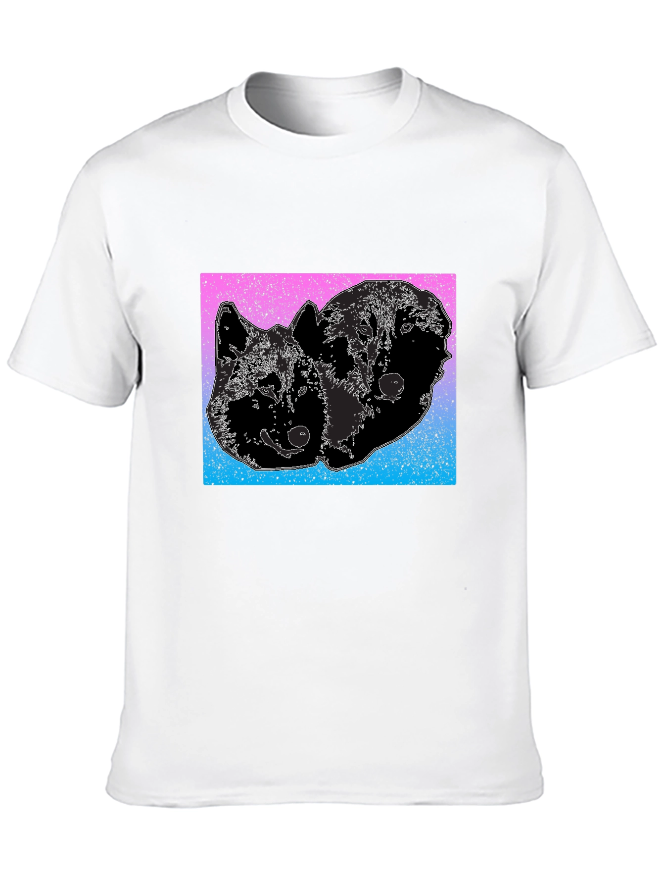 Two Wolves Graphic Tee - Gradient Background