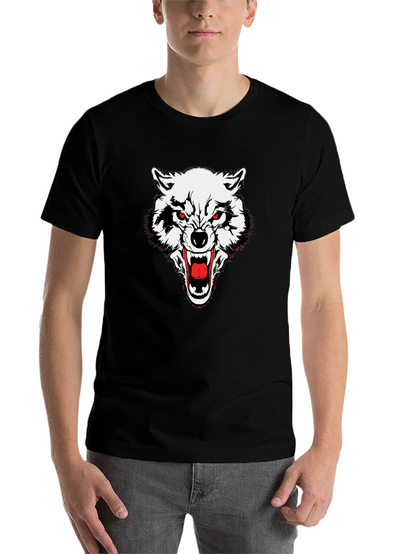Mens Black Wolf Graphic Tee