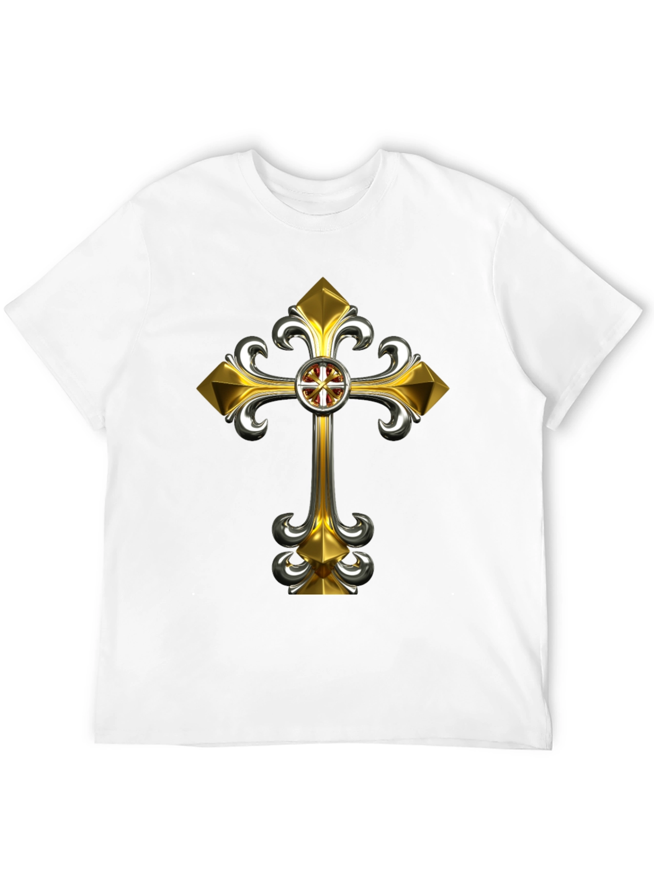 Gothic Gold Cross Graphic Tee - Black