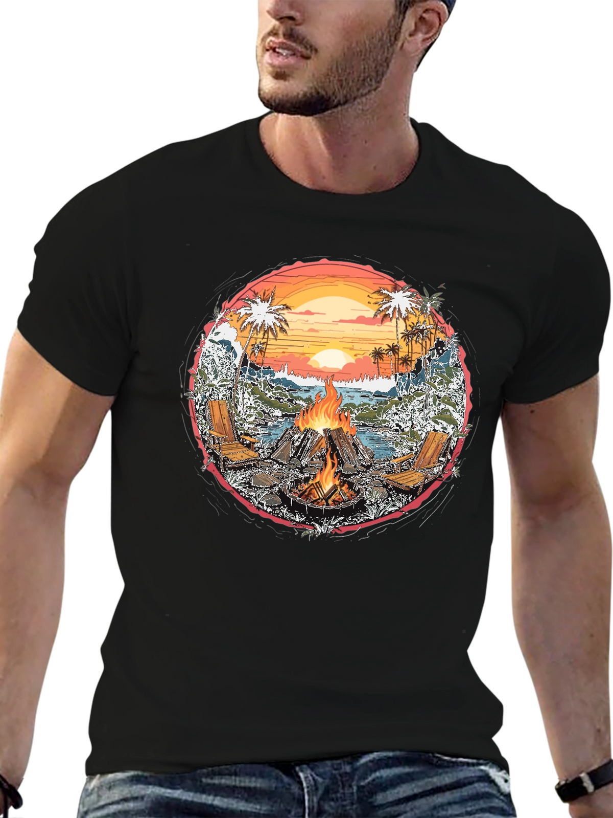 Beach Bonfire Graphic Tee
