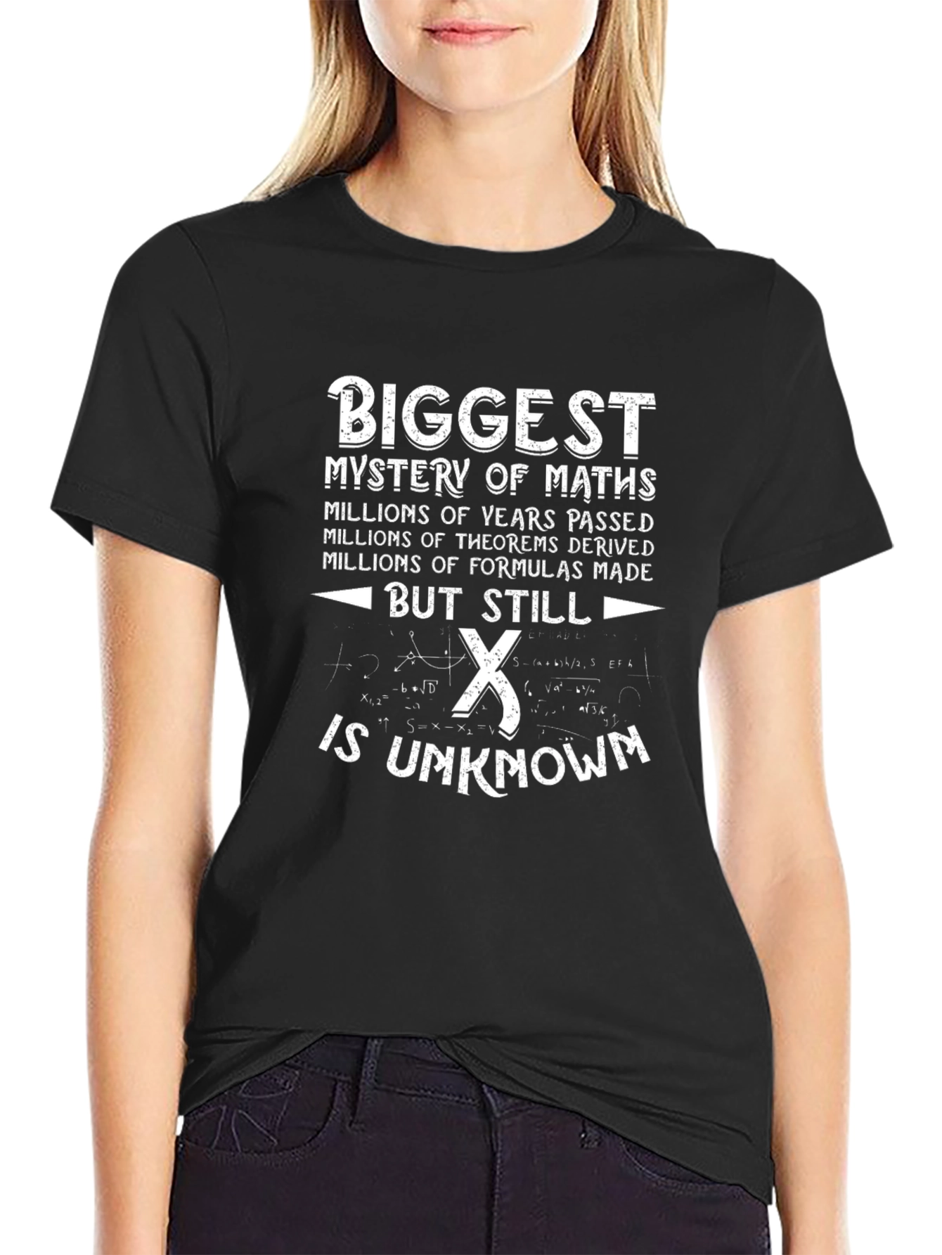 Funny Math T-Shirt: Biggest Mystery Is X