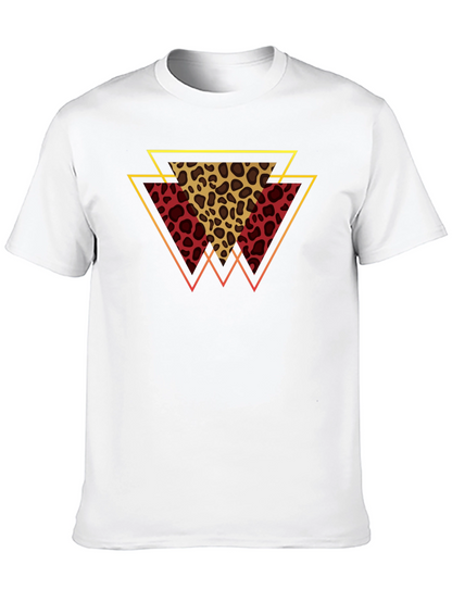 Geometric Leopard Print Tee - Stylish Mens T-Shirt