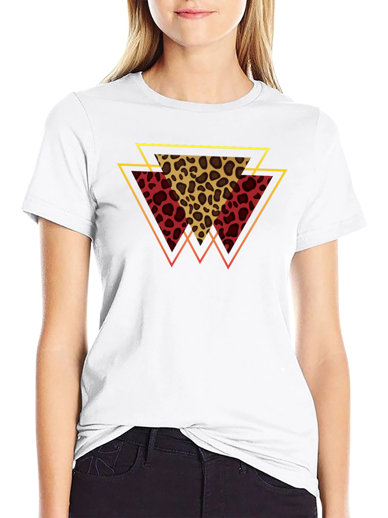 Geometric Leopard Print Tee - Stylish Mens T-Shirt