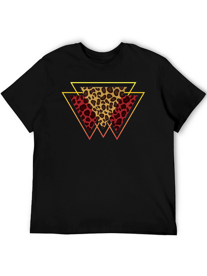 Geometric Leopard Print Tee - Stylish Mens T-Shirt
