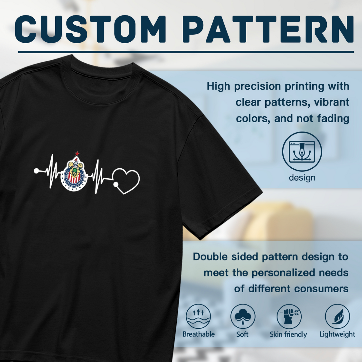 Chivas De Guadalajara Heartbeat Fan Tee