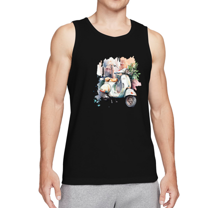 Watercolor Vintage Vespa Scooter Art Men¡¯s Tank Top