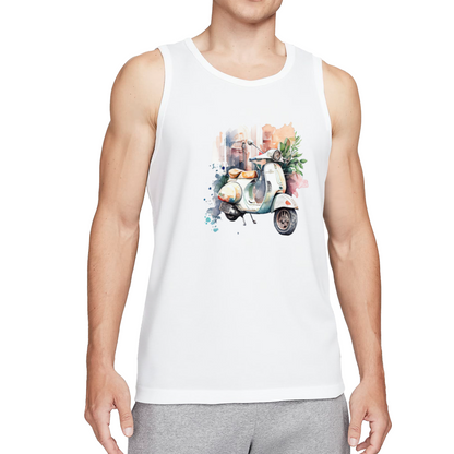 Watercolor Vintage Vespa Scooter Art Men¡¯s Tank Top