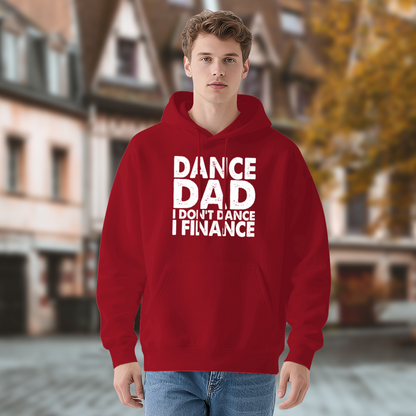 Dance Dad Finance Pun Red Hoodie, Cozy Father Gift Unisex Hooded Sweatshirt