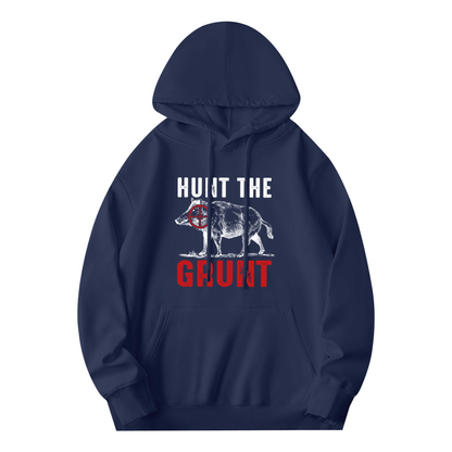 Hunt The Grunt Wild Boar Hunting Navy Hoodie, Comfort Outdoor Top For Hunters