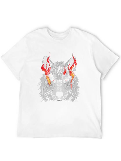 Fiery Wolf Graphic Tee - Mens Black T-Shirt