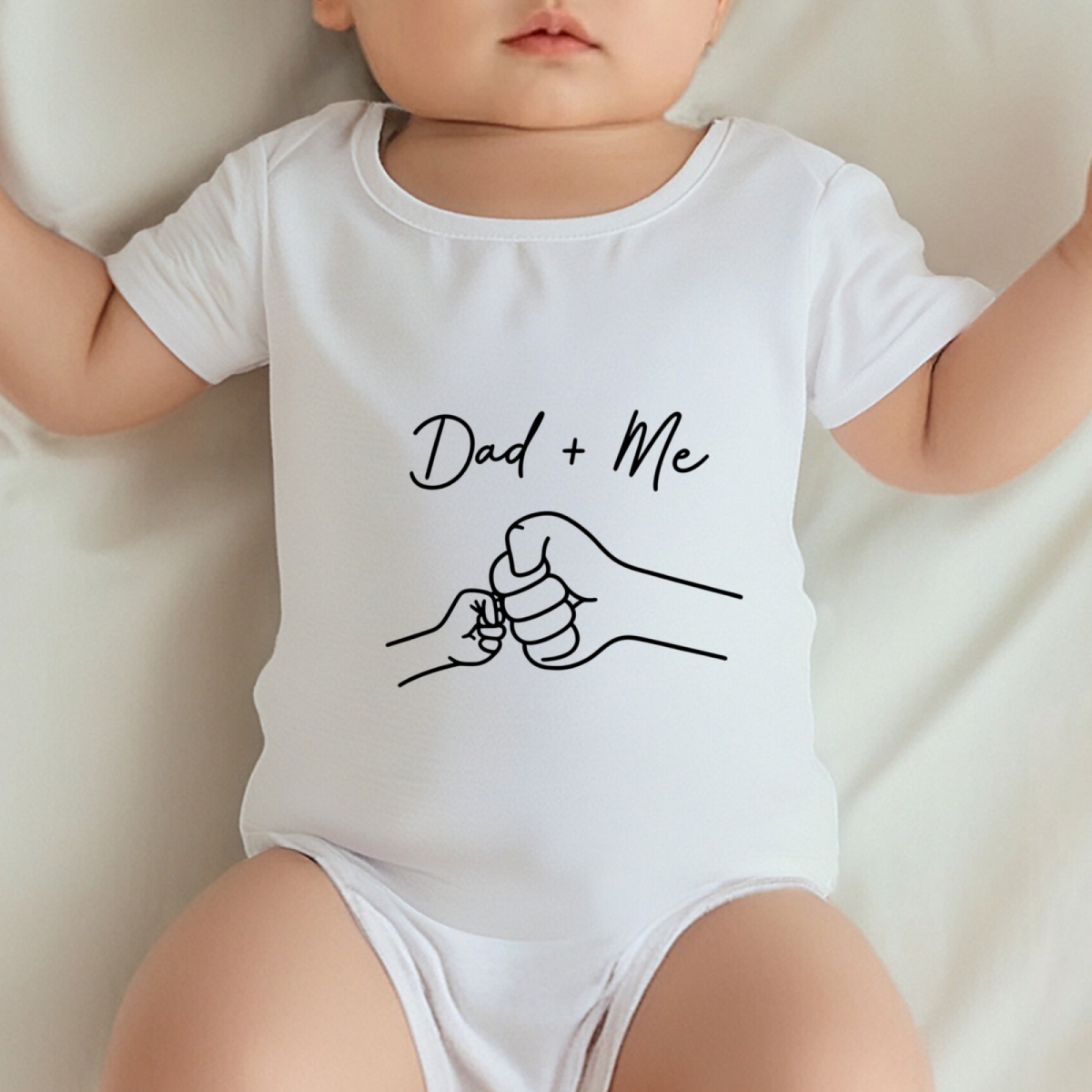 Dad + Me Fist Bump Minimal Line Art Father Son Baby Bodysuit