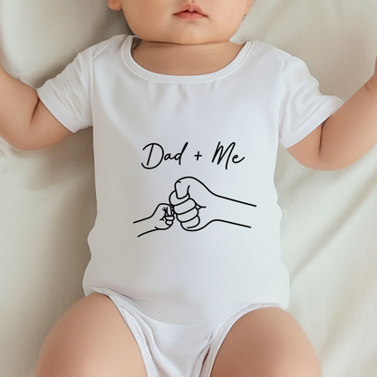 Dad + Me Fist Bump Minimal Line Art Father Son Baby Bodysuit