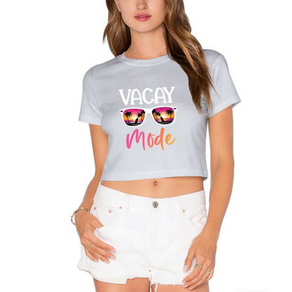 Vacay Mode Beach Sunglasses Summer Crop Tee