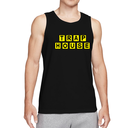 Trap House Yellow Block Letter Hip Hop Style Men Tank Top