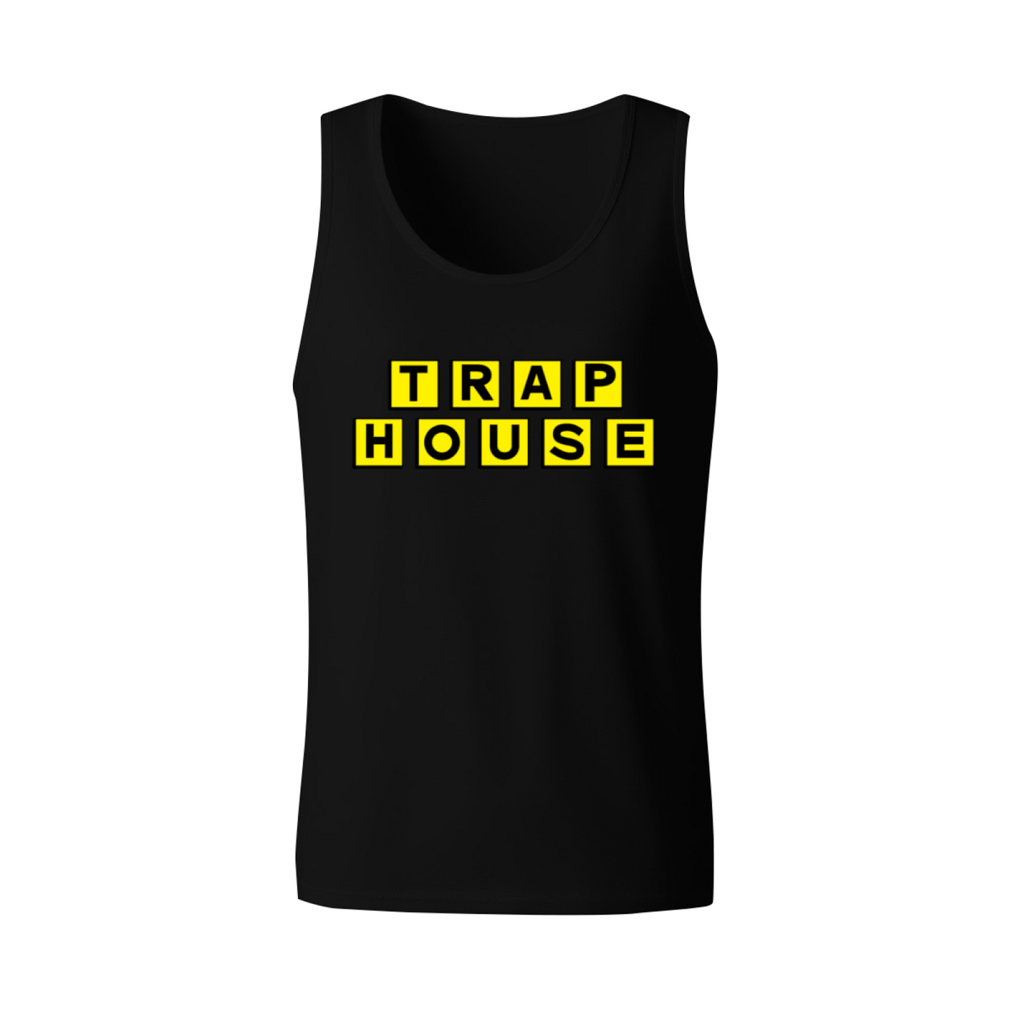 Trap House Yellow Block Letter Hip Hop Style Men Tank Top