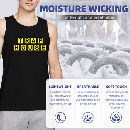 Trap House Yellow Block Letter Hip Hop Style Men Tank Top