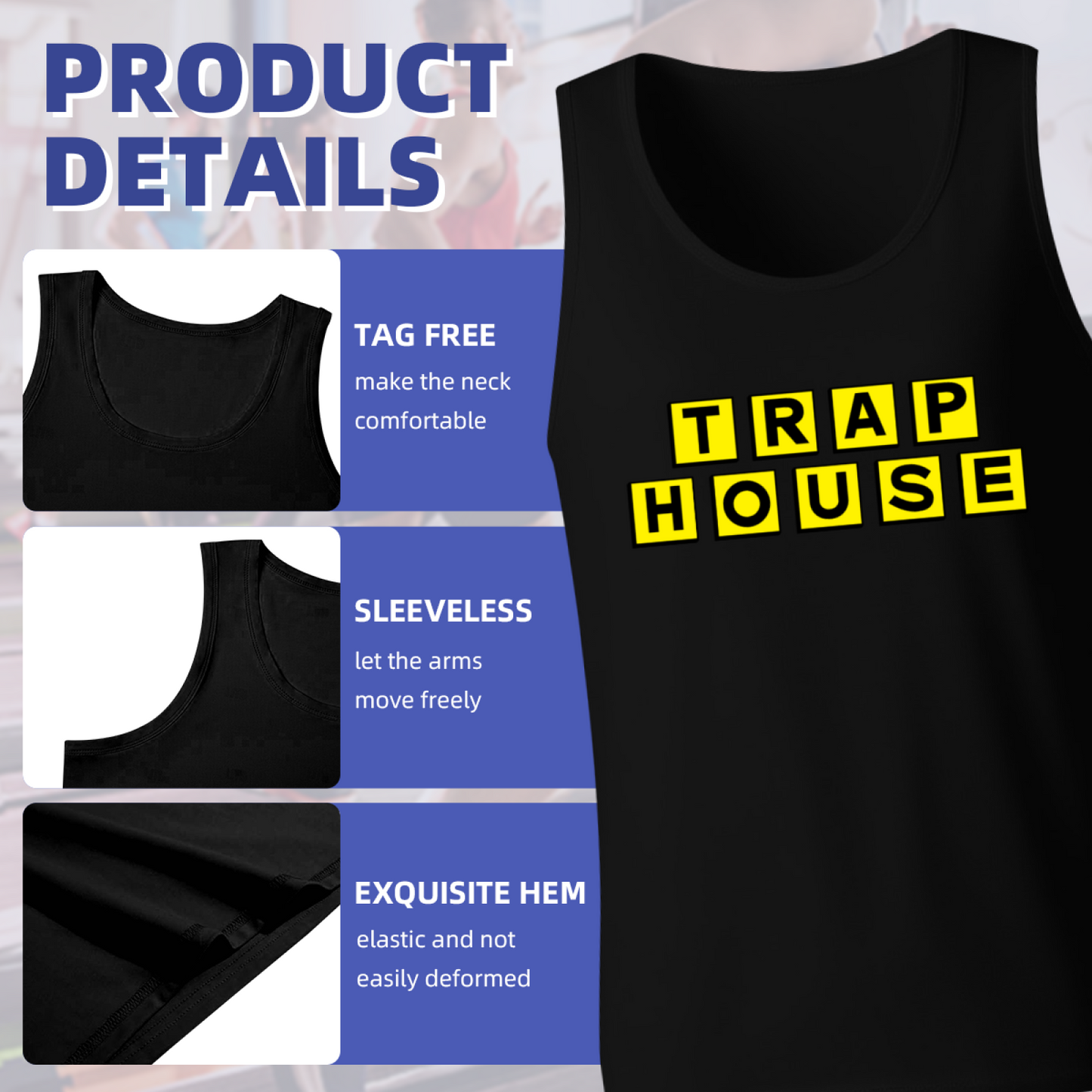 Trap House Yellow Block Letter Hip Hop Style Men Tank Top