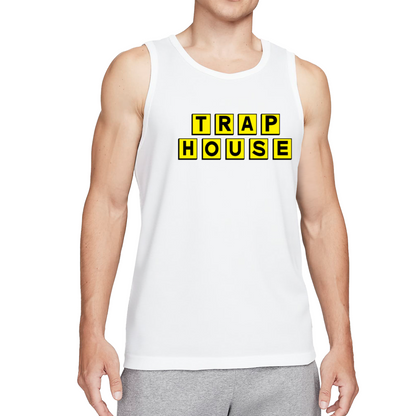 Trap House Yellow Block Letter Hip Hop Style Men Tank Top