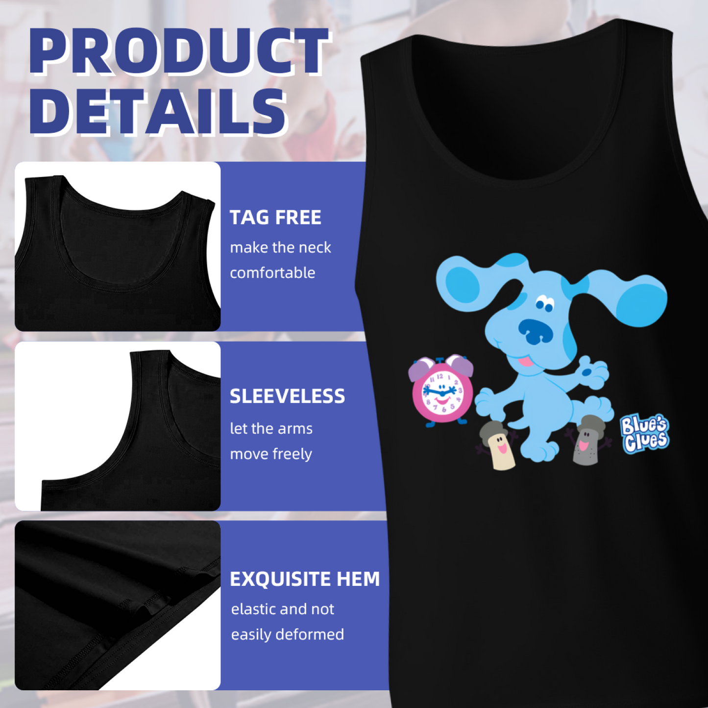 Blue¡¯s Clues Classic Cartoon Nostalgia Men Cotton Tank Top