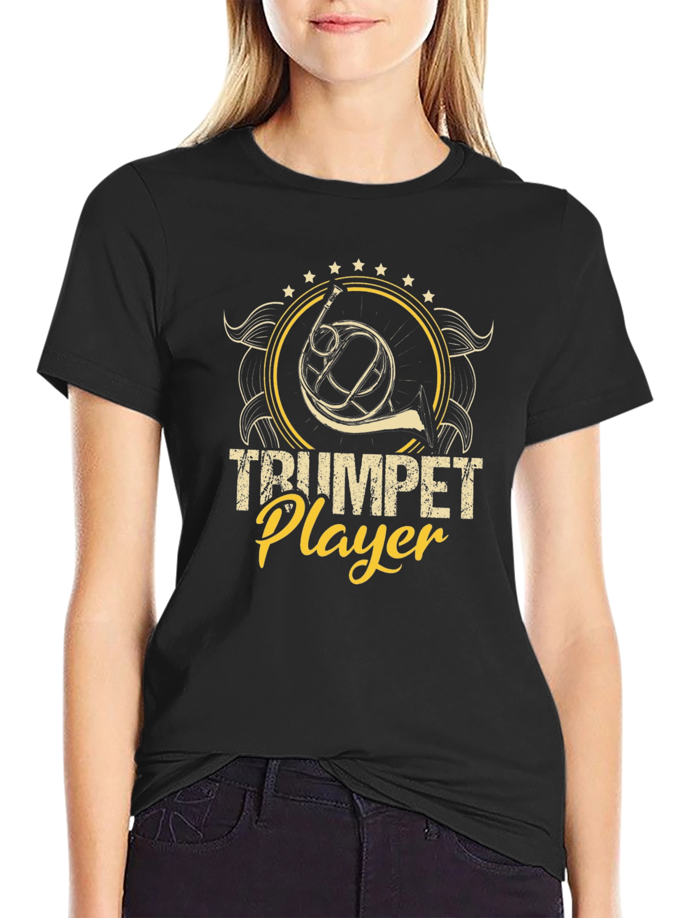 Trumpet Player Black Graphic Tee