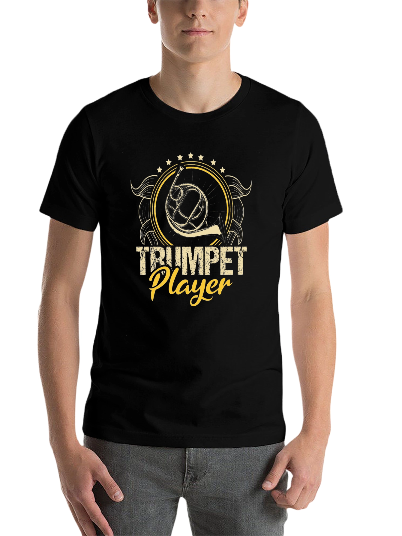 Trumpet Player Black Graphic Tee