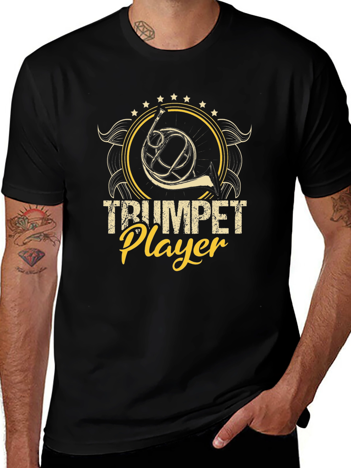 Trumpet Player Black Graphic Tee