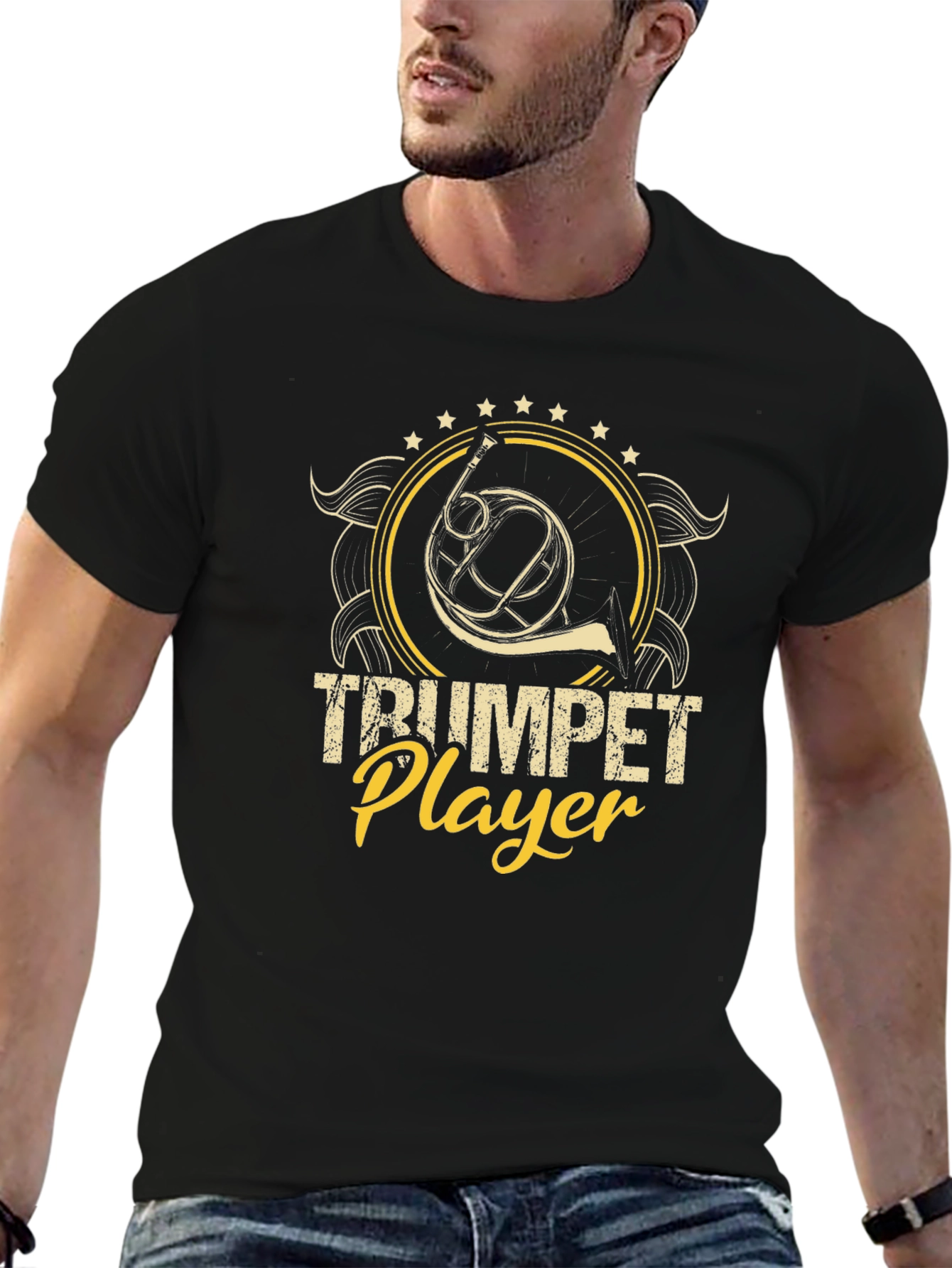 Trumpet Player Black Graphic Tee