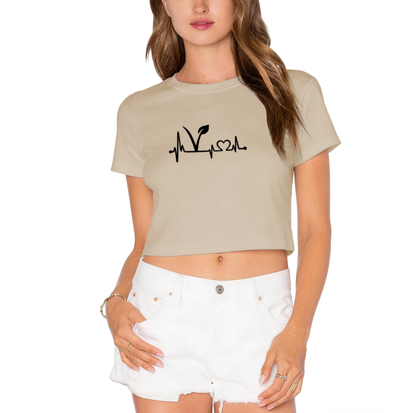 Plant Lover Heartbeat Eco Vegan Pink Graphic  Tee