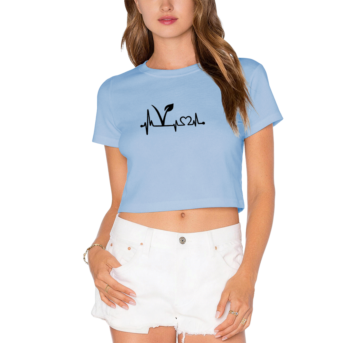 Plant Lover Heartbeat Eco Vegan Pink Graphic  Tee