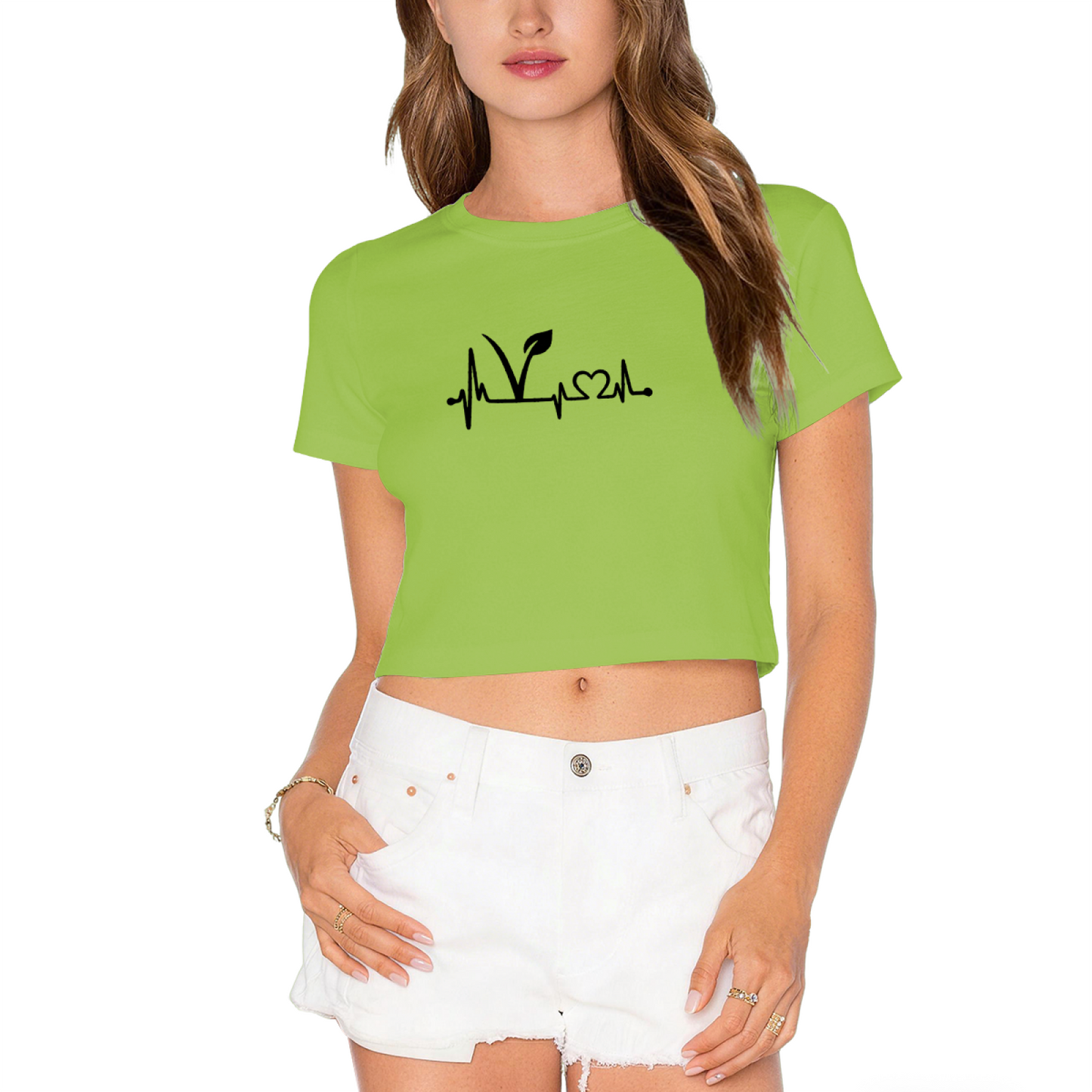 Plant Lover Heartbeat Eco Vegan Pink Graphic  Tee