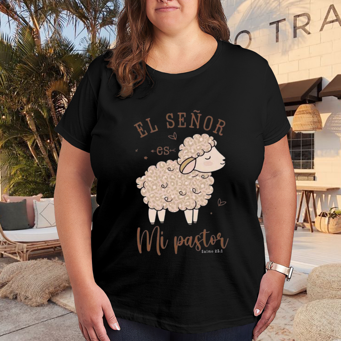 El Se?or Es Mi Pastor Psalm 23 Cute Lamb Christian Plus Size T-Shirt