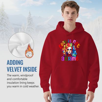 Bold Rainbow Drag Is Not A Crime Red Hoodie, Soft Comfort For Pride Daily Outfit